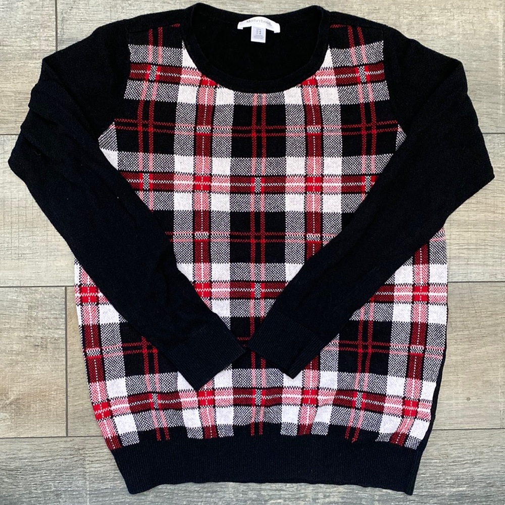 Motherhood Maternity Black and Red Sweater Large